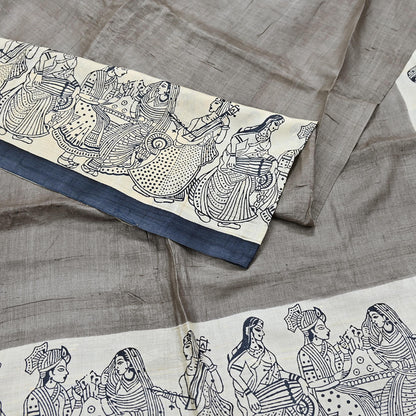 Indian Vintage Brown & Ivory Saree Pure Khadi Silk Handloom Printed Sari Fabric 6yd Ethnic Wear Sari Stripes Designs Dress making Crafting