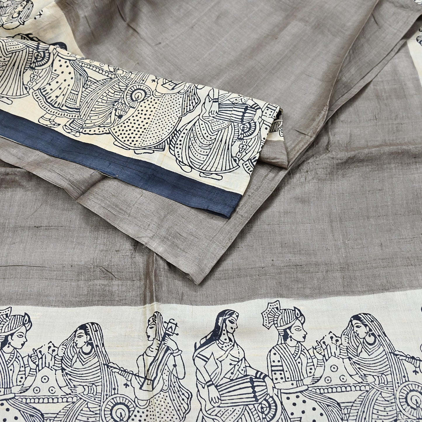 Indian Vintage Brown & Ivory Saree Pure Khadi Silk Handloom Printed Sari Fabric 6yd Ethnic Wear Sari Stripes Designs Dress making Crafting