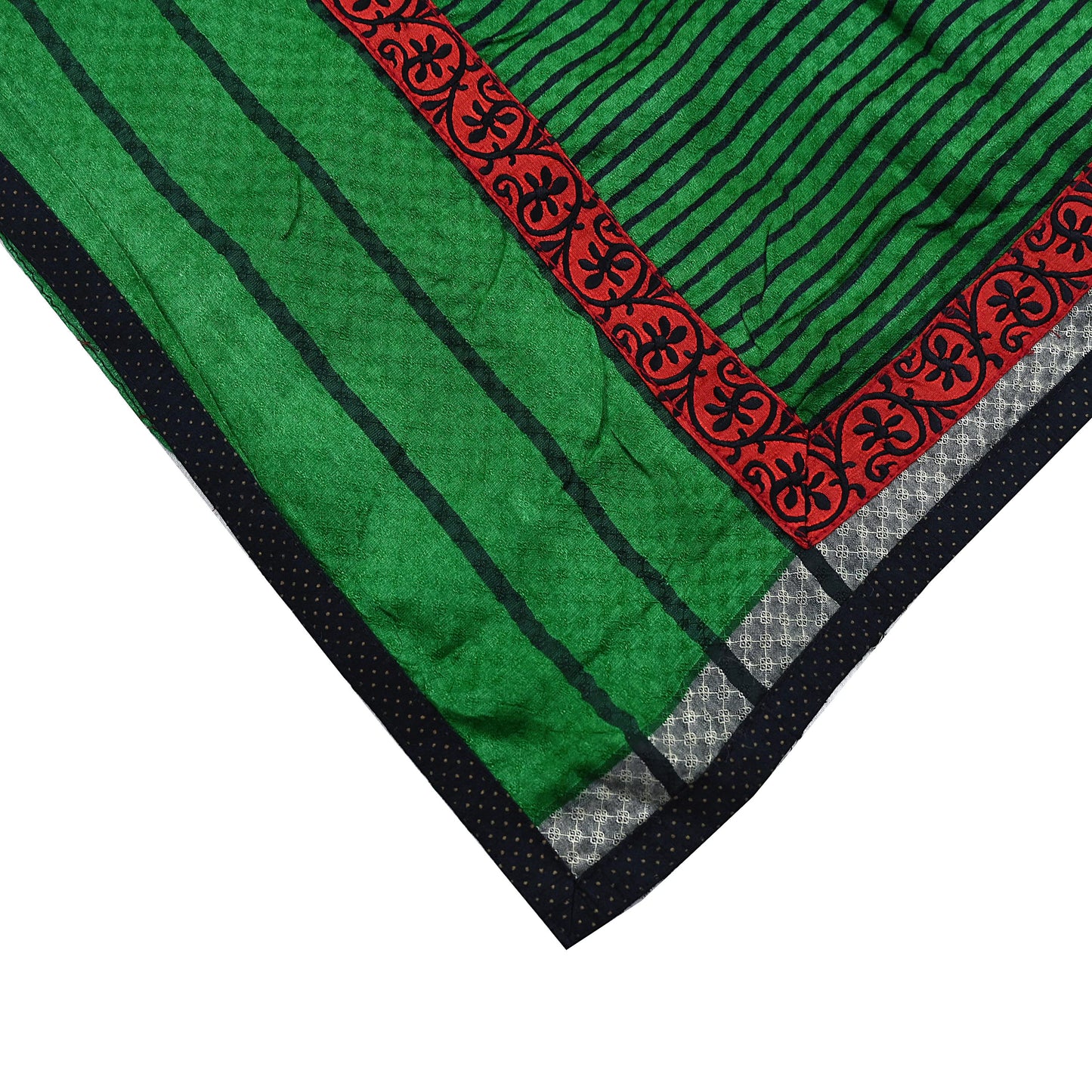 Indian Vintage Green Long Stole Pure Woolen Scarf Printed Dupatta Infinity Scarves Sarong Wrap Veil Woman Hijab Shawl Craft Fabric