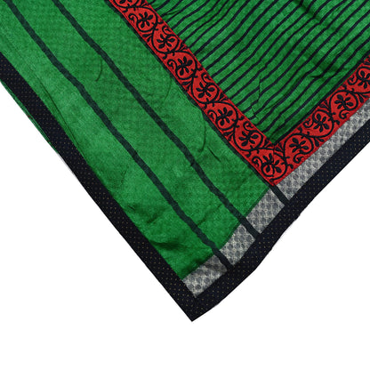 Indian Vintage Green Long Stole Pure Woolen Scarf Printed Dupatta Infinity Scarves Sarong Wrap Veil Woman Hijab Shawl Craft Fabric