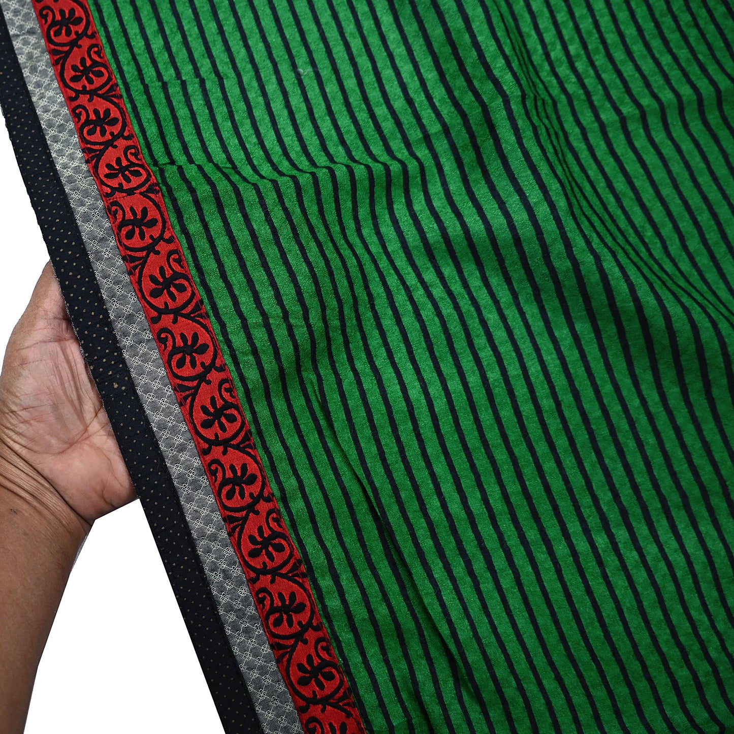 Indian Vintage Green Long Stole Pure Woolen Scarf Printed Dupatta Infinity Scarves Sarong Wrap Veil Woman Hijab Shawl Craft Fabric
