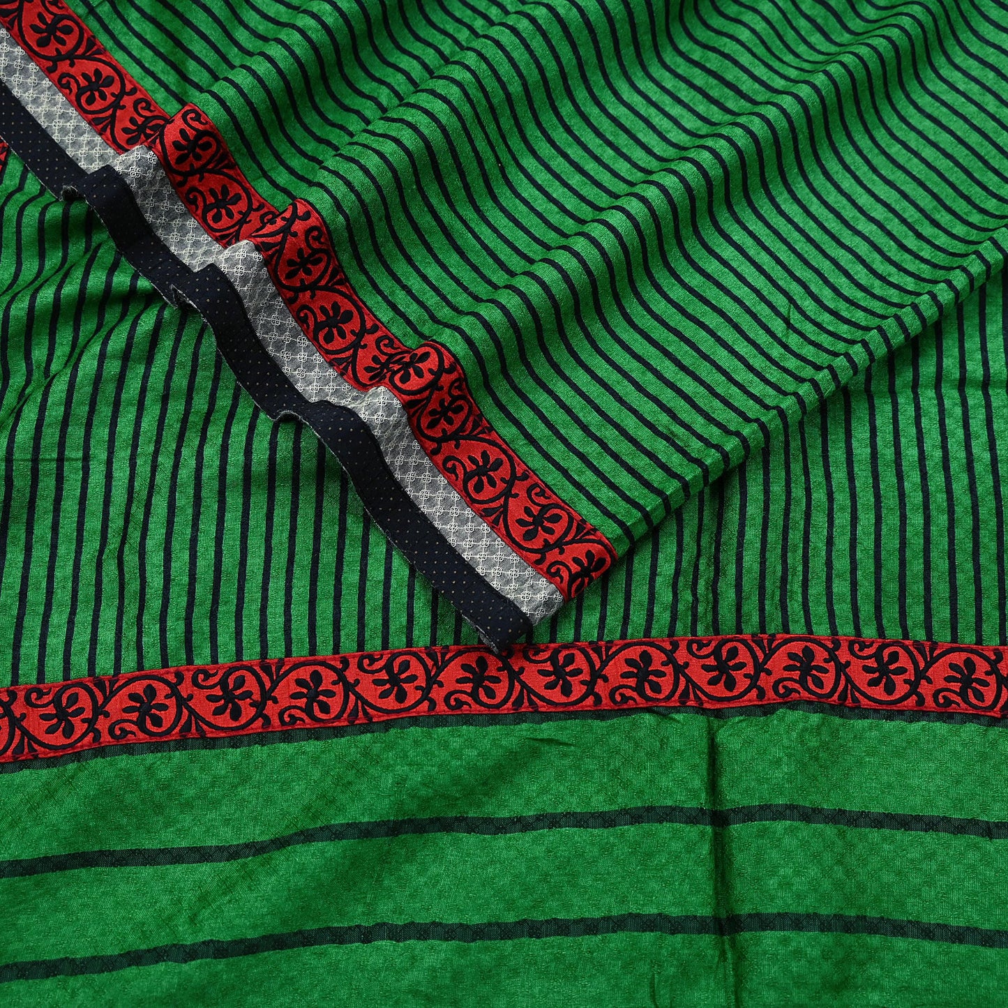 Indian Vintage Green Long Stole Pure Woolen Scarf Printed Dupatta Infinity Scarves Sarong Wrap Veil Woman Hijab Shawl Craft Fabric