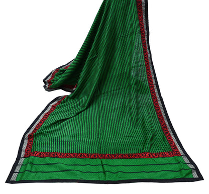 Indian Vintage Green Long Stole Pure Woolen Scarf Printed Dupatta Infinity Scarves Sarong Wrap Veil Woman Hijab Shawl Craft Fabric