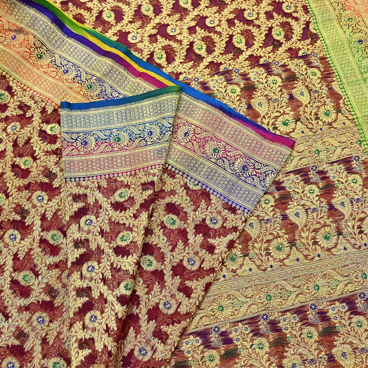 Indian Vintage Sari Heavy Maroon Pure Organza Silk Woven Brocade Banarasi Sarees Zari 5Yd Ethnic Fabric Dress Making Wedding Sarees