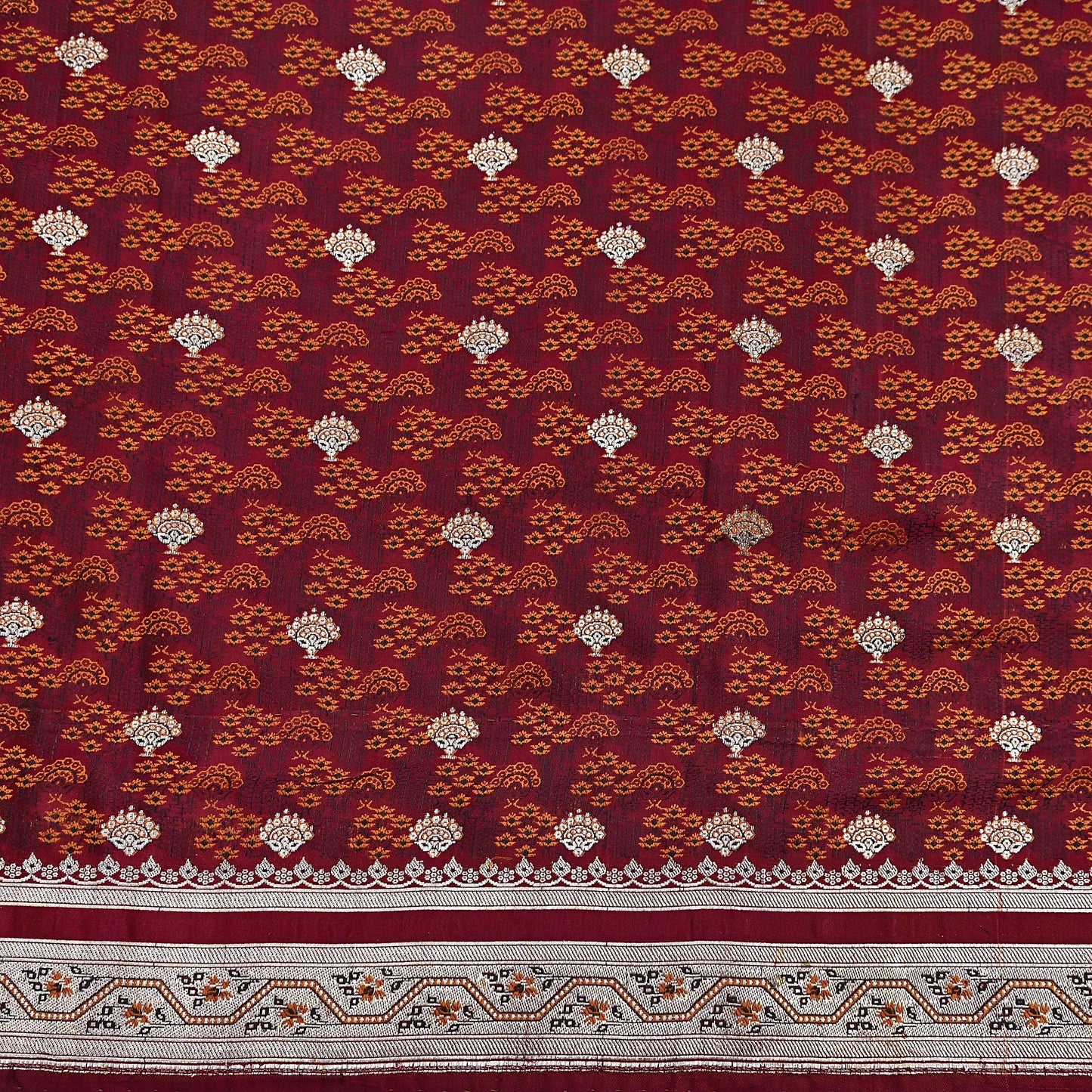 Indian Vintage Sari Maroon Heavy Wedding Pure Satin Silk Woven Banarasi Tanchoi Saree 5Yd Ethnic Craft Fabric Upcycle Bridal Heavy Sarees