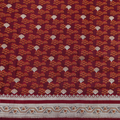 Indian Vintage Sari Maroon Heavy Wedding Pure Satin Silk Woven Banarasi Tanchoi Saree 5Yd Ethnic Craft Fabric Upcycle Bridal Heavy Sarees
