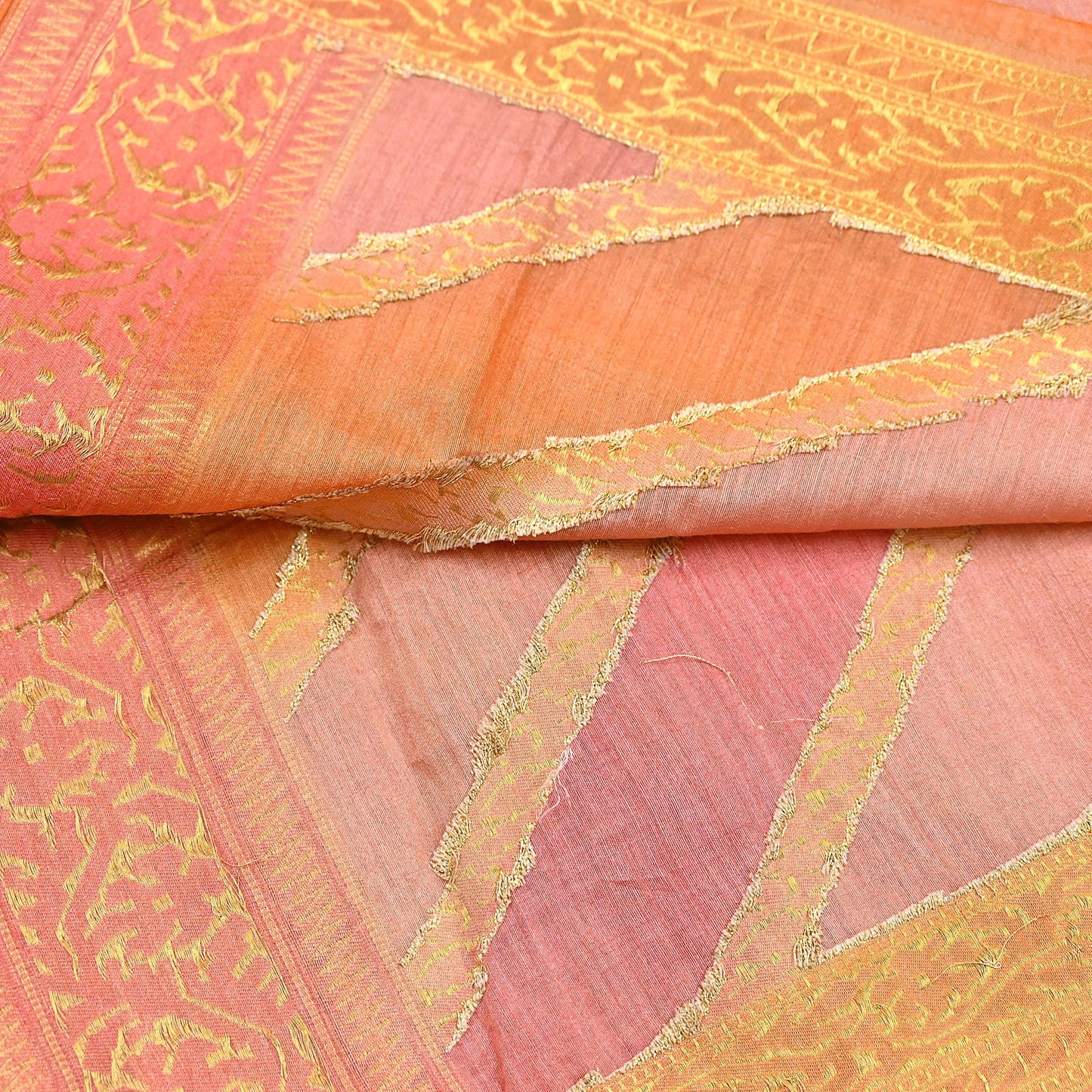 Indian Vintage Dupatta Long Stole Hand Woven Pure Chanderi Silk Scarves Veil Zari Soft Fringes Scarf Wrap Boho