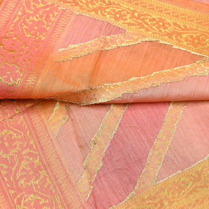 Indian Vintage Dupatta Long Stole Hand Woven Pure Chanderi Silk Scarves Veil Zari Soft Fringes Scarf Wrap Boho