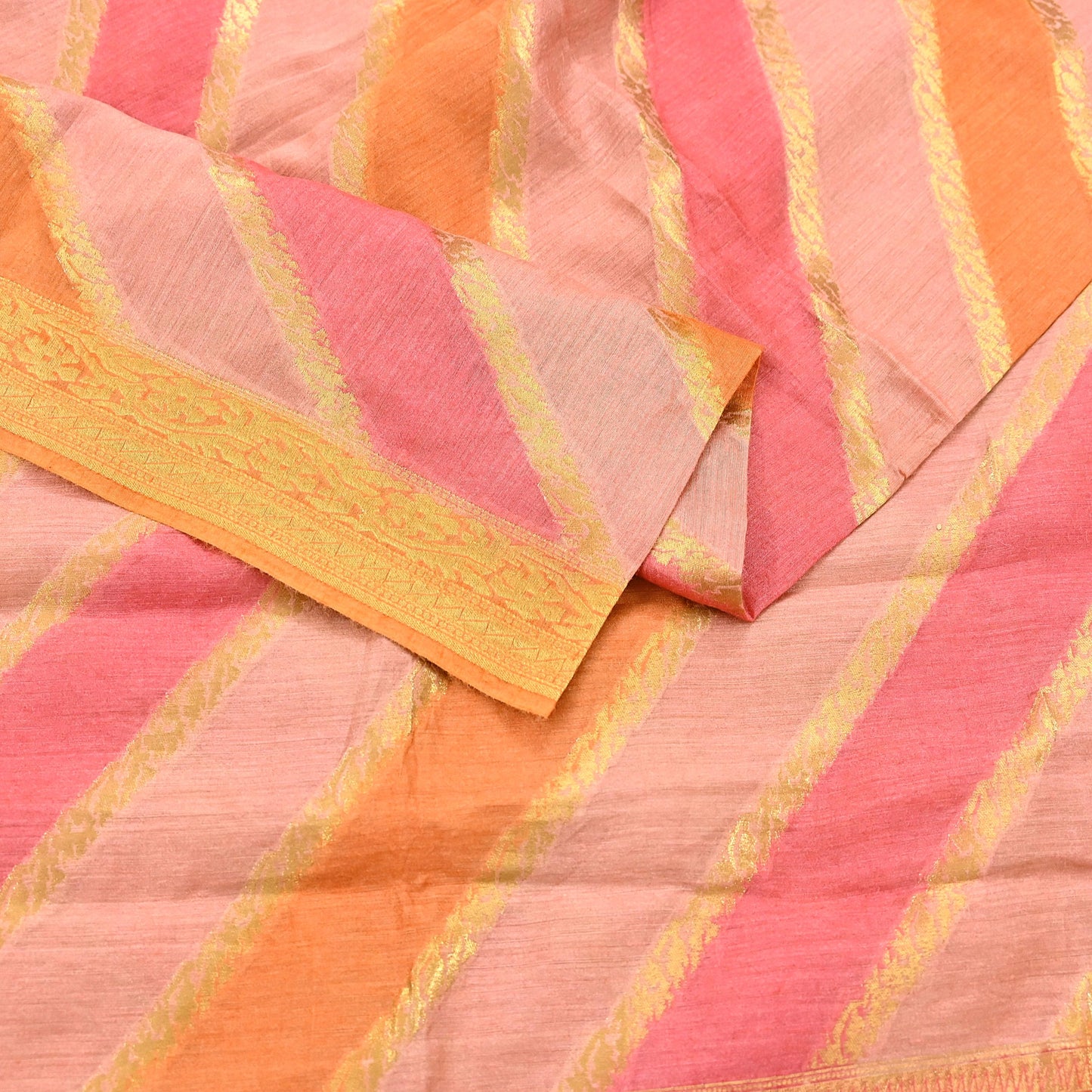 Indian Vintage Dupatta Long Stole Hand Woven Pure Chanderi Silk Scarves Veil Zari Soft Fringes Scarf Wrap Boho