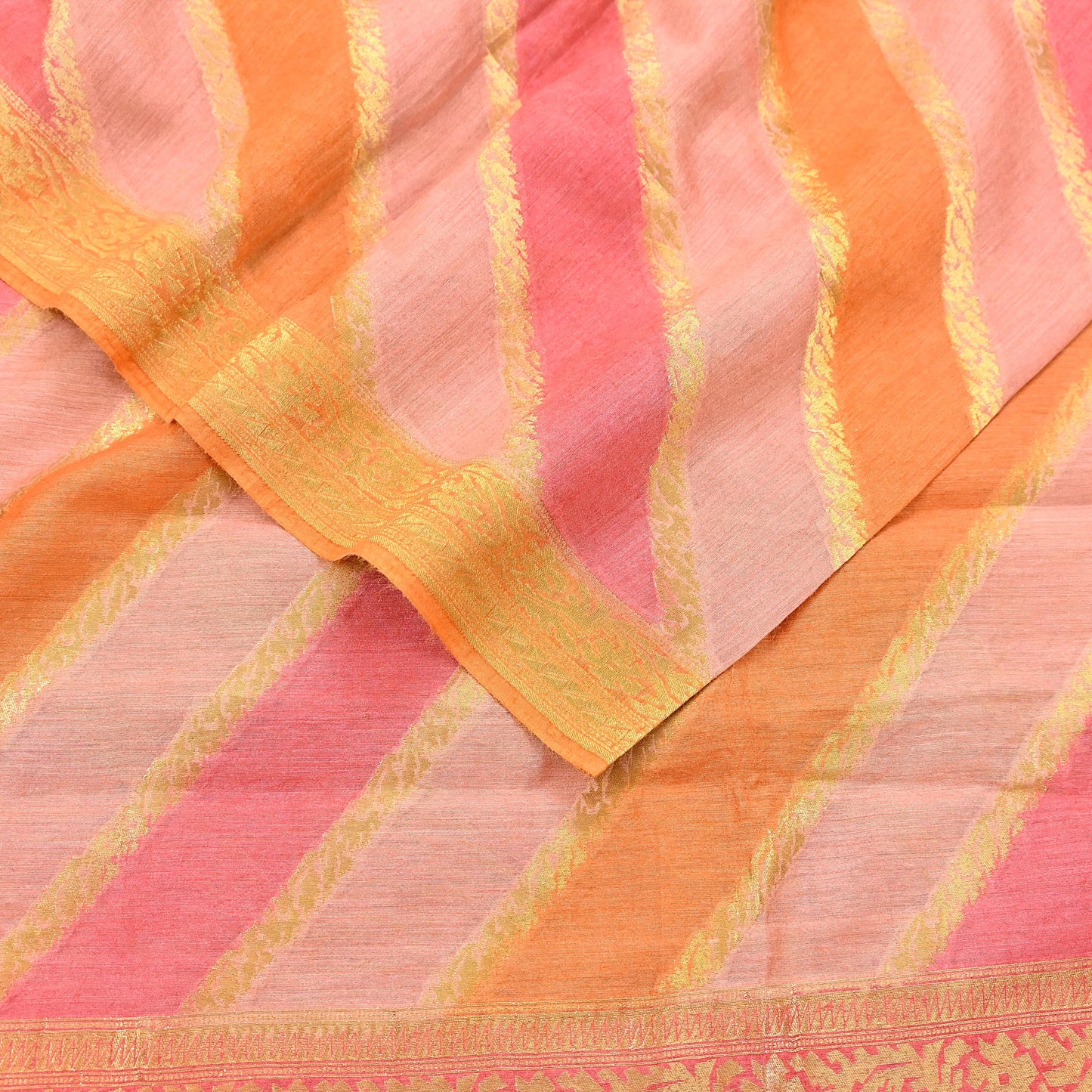Indian Vintage Dupatta Long Stole Hand Woven Pure Chanderi Silk Scarves Veil Zari Soft Fringes Scarf Wrap Boho