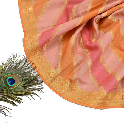 Indian Vintage Dupatta Long Stole Hand Woven Pure Chanderi Silk Scarves Veil Zari Soft Fringes Scarf Wrap Boho