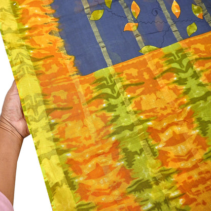 Indian Vintage Gray Saree Pure Cotton Printed Woven Sari Craft Soft Fabric 5Yd Sewing Sarong Wrap Boho Abstract Design