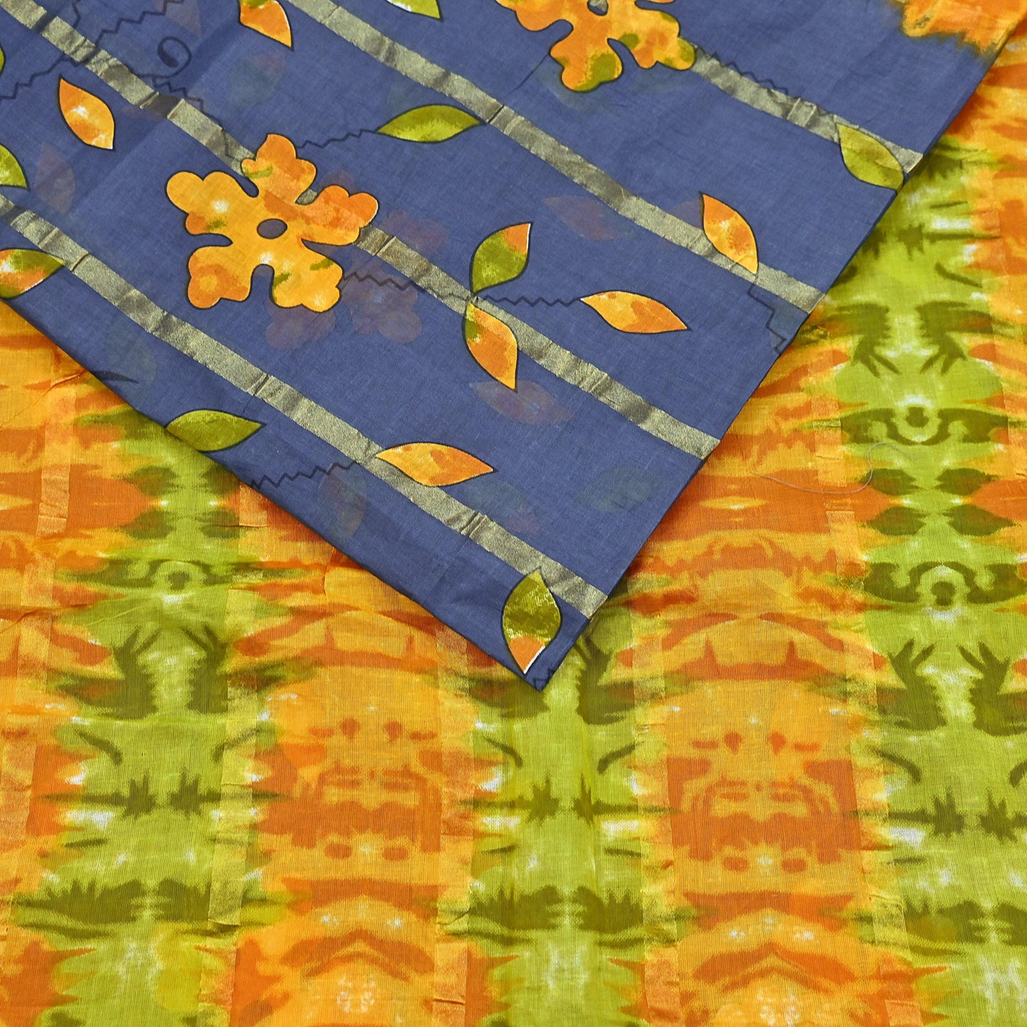 Indian Vintage Gray Saree Pure Cotton Printed Woven Sari Craft Soft Fabric 5Yd Sewing Sarong Wrap Boho Abstract Design