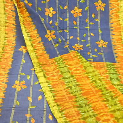 Indian Vintage Gray Saree Pure Cotton Printed Woven Sari Craft Soft Fabric 5Yd Sewing Sarong Wrap Boho Abstract Design