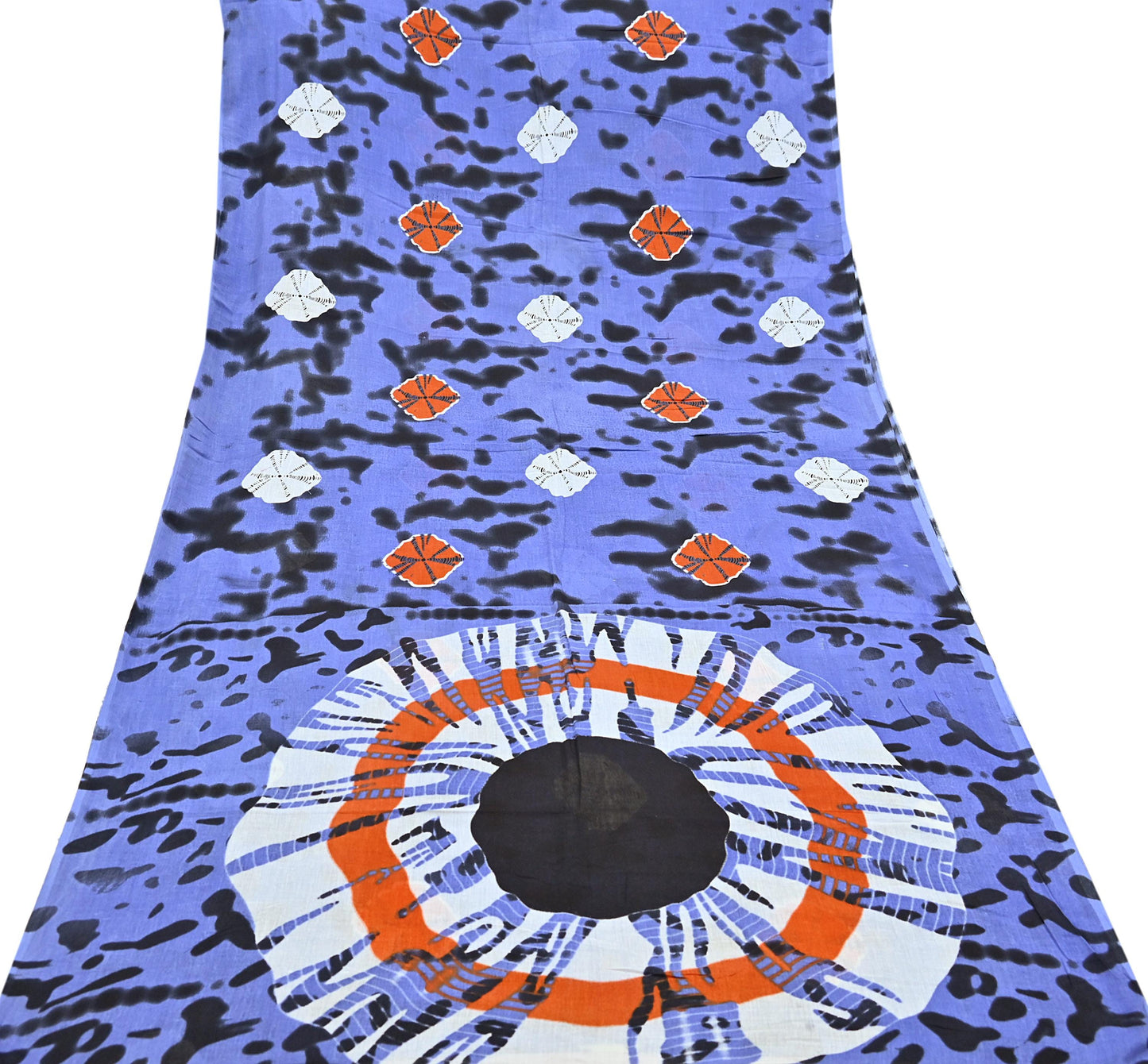 Indian Vintage Sari Purple & Black Pure Cotton Bandhani Printed Sarees Fabric 5yd Sewing Craft Fabric DressMaking Soft