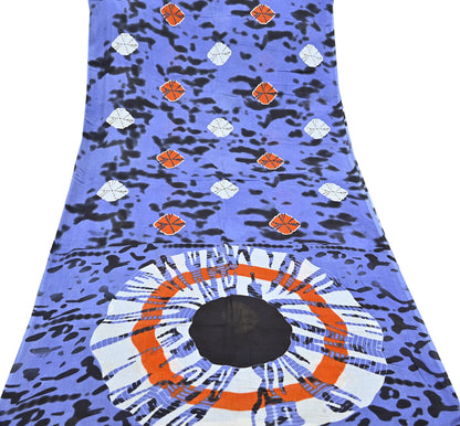 Indian Vintage Sari Purple & Black Pure Cotton Bandhani Printed Sarees Fabric 5yd Sewing Craft Fabric DressMaking Soft