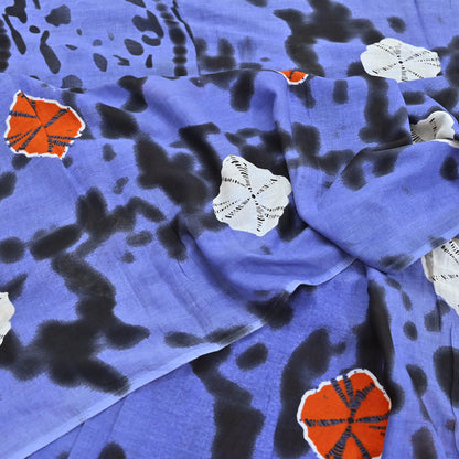 Indian Vintage Sari Purple & Black Pure Cotton Bandhani Printed Sarees Fabric 5yd Sewing Craft Fabric DressMaking Soft