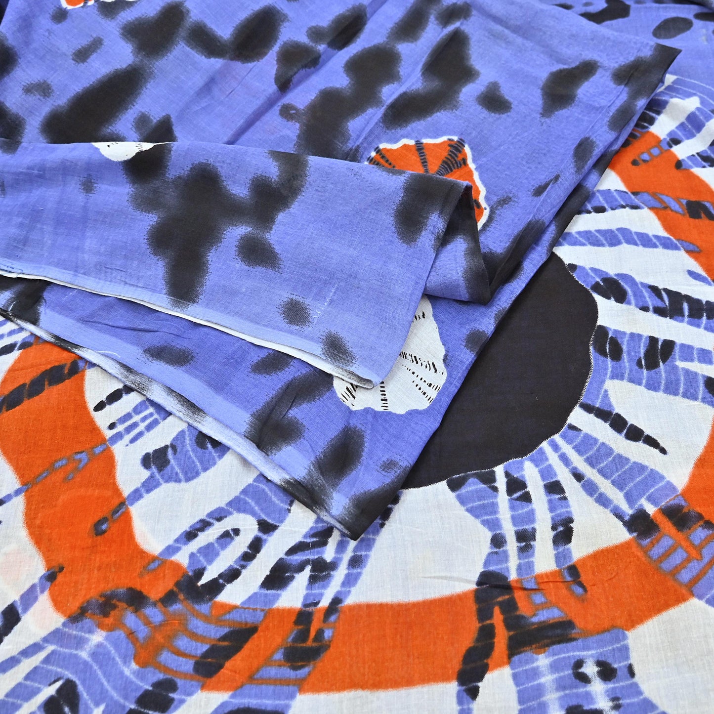 Indian Vintage Sari Purple & Black Pure Cotton Bandhani Printed Sarees Fabric 5yd Sewing Craft Fabric DressMaking Soft