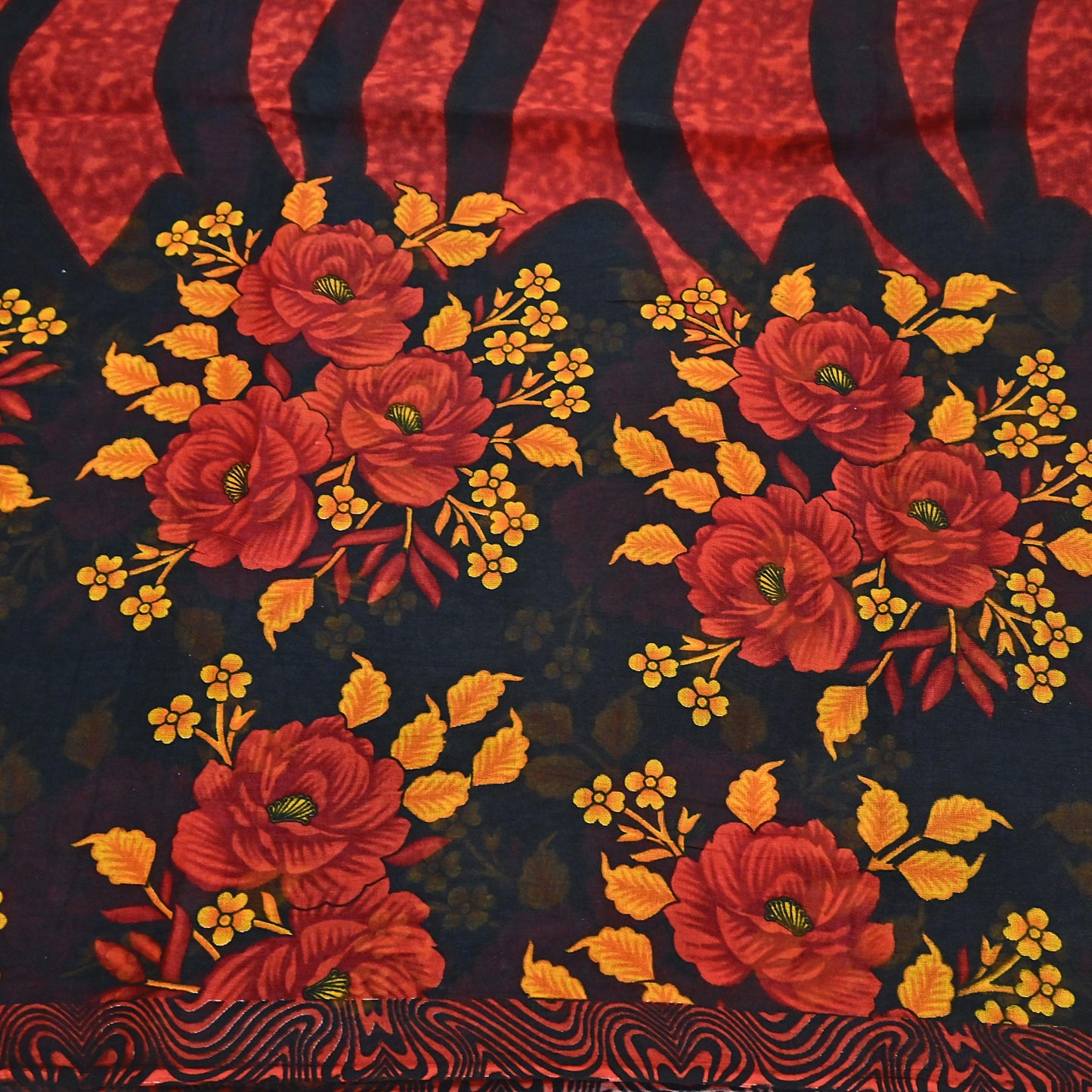 Indian Vintage Sari Red & Black Printed 100% Pure Cotton Sarees Craft Fabric 5Yard Sewing Sarong Wrap Boho Floral Dress making Quilting Soft