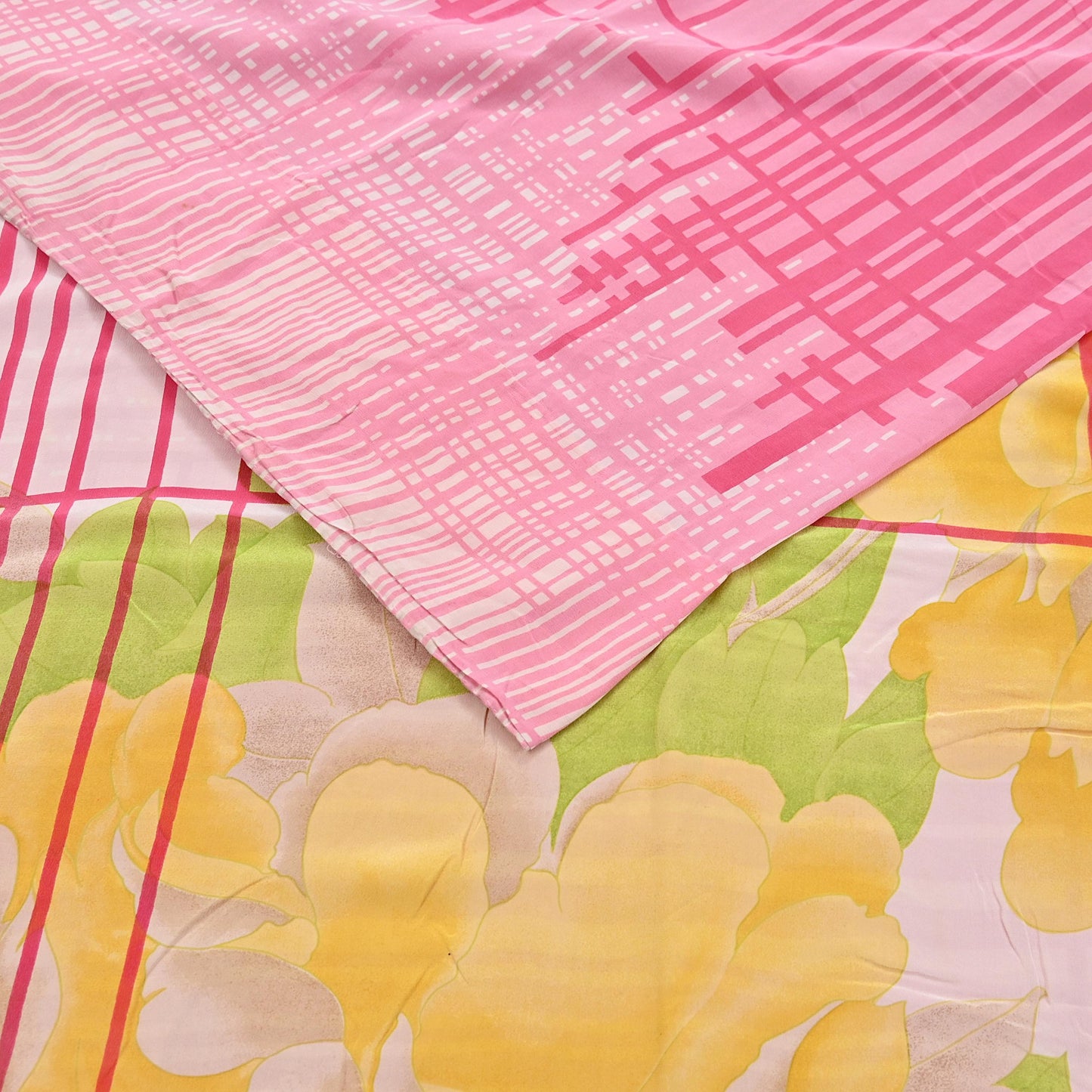 Indian Vintage Pink Pure Crepe Silk Saree Floral Print 5 Yards Soft Sewing Fabric for Dressmaking, Quilting, Crafting Upcycling