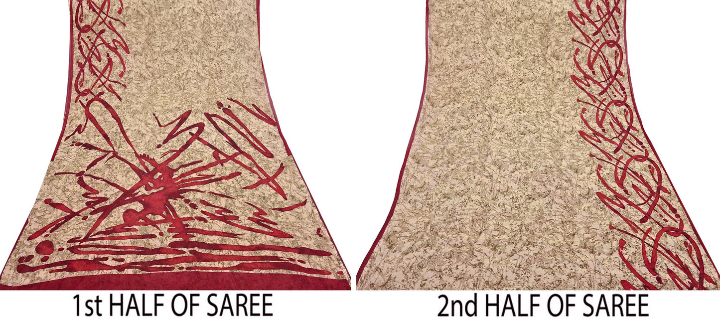 Indian Vintage Sari Pure Georgette Silk Printed Sarees 6Yd Craft Fabric Sewing Quilting Dress making Crafting Dress Designing