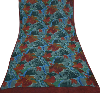 Women Vintage Sari Multi Pure Georgette Silk Printed Saree Craft Fabric Sewing 5Yard Soft Light Dress Making Floral