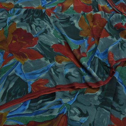 Women Vintage Sari Multi Pure Georgette Silk Printed Saree Craft Fabric Sewing 5Yard Soft Light Dress Making Floral