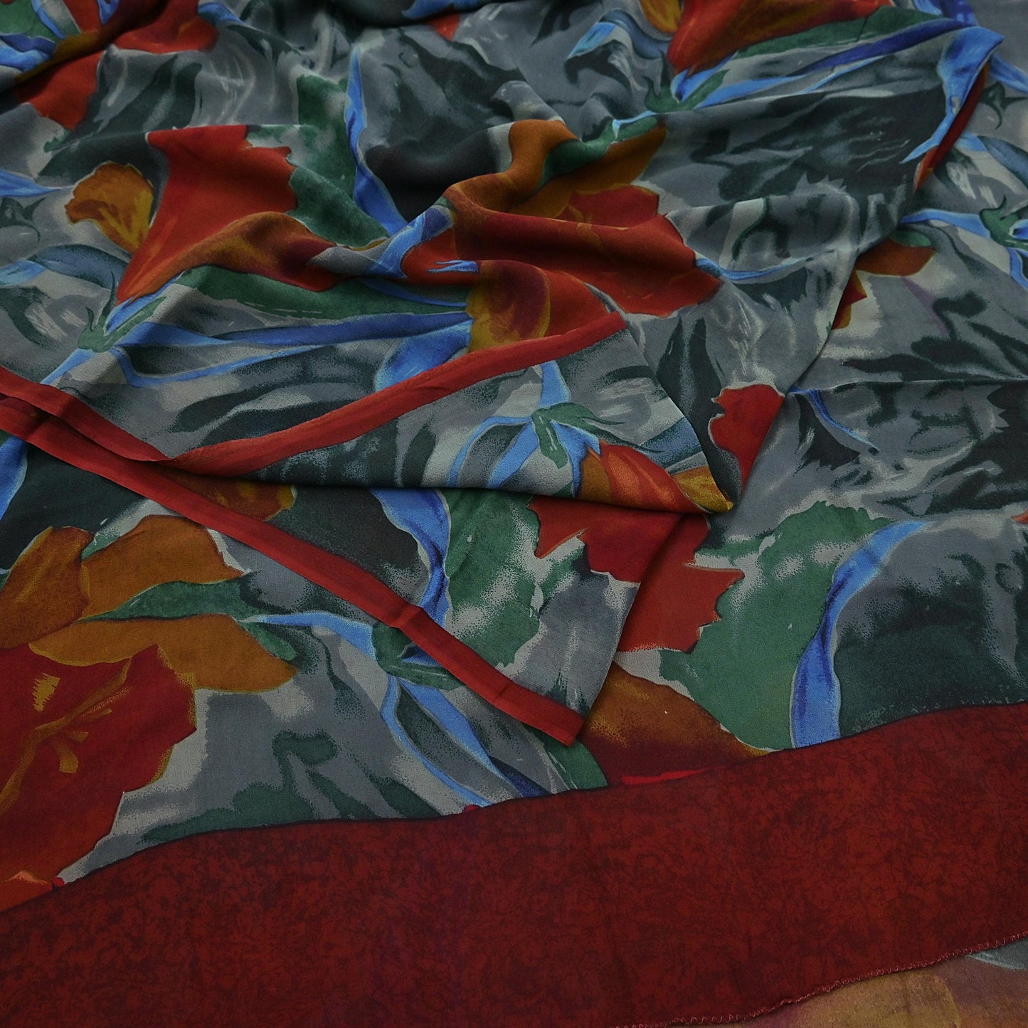 Women Vintage Sari Multi Pure Georgette Silk Printed Saree Craft Fabric Sewing 5Yard Soft Light Dress Making Floral