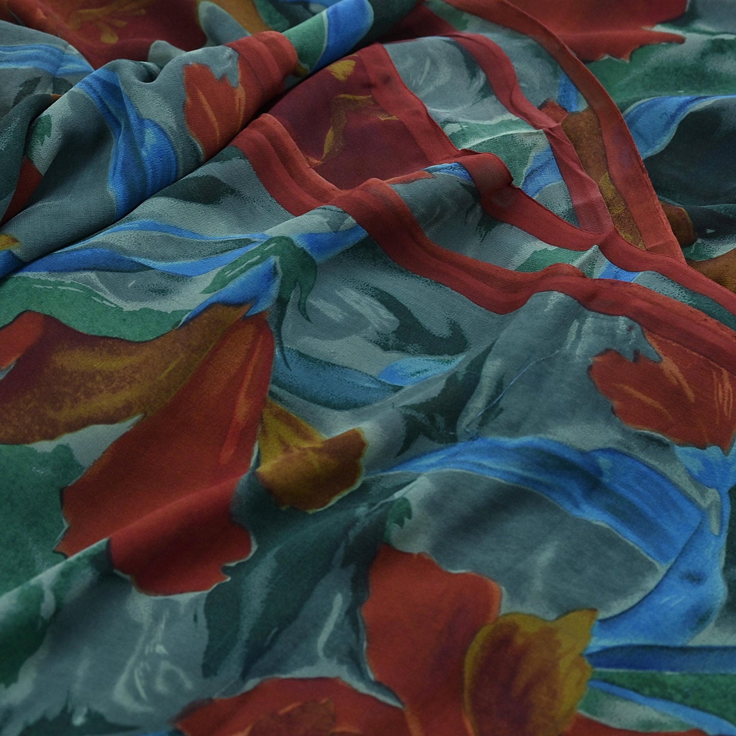 Women Vintage Sari Multi Pure Georgette Silk Printed Saree Craft Fabric Sewing 5Yard Soft Light Dress Making Floral