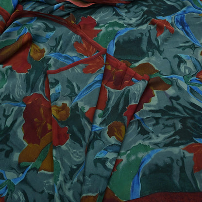 Women Vintage Sari Multi Pure Georgette Silk Printed Saree Craft Fabric Sewing 5Yard Soft Light Dress Making Floral