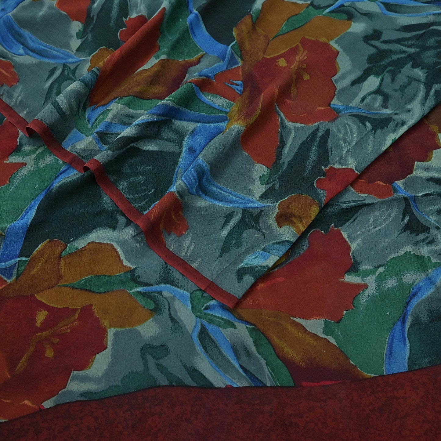 Women Vintage Sari Multi Pure Georgette Silk Printed Saree Craft Fabric Sewing 5Yard Soft Light Dress Making Floral