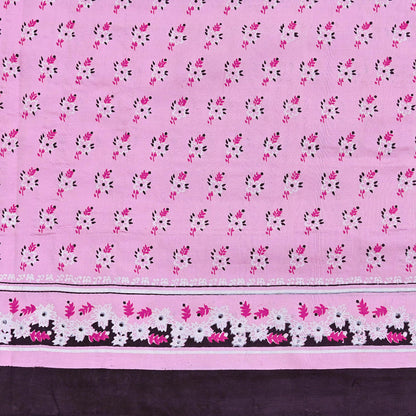 Indian Vintage Pink Pure Silk Printed Saree 5 Yards Soft Floral Fabric for Dressmaking, Quilting, Crafting, Sewing & Upcycling