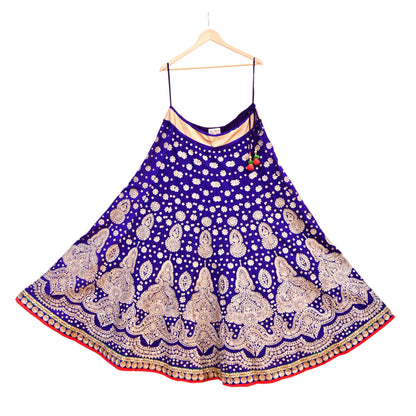 Pre-Owned Abu Jani Blue Raw Silk Bridal Skirt, Hand Embroidered Couture Lehenga, Designer Indian Wedding Outfit, Festive Luxury Wear