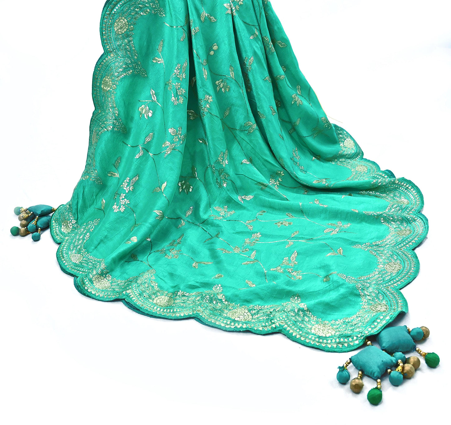 Abu Jani Bridal Lehenga Set Green Banarasi Raw Silk Handwoven Designer Couture Outfit Wedding Lehenga with Dupatta