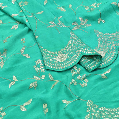 Abu Jani Bridal Lehenga Set Green Banarasi Raw Silk Handwoven Designer Couture Outfit Wedding Lehenga with Dupatta