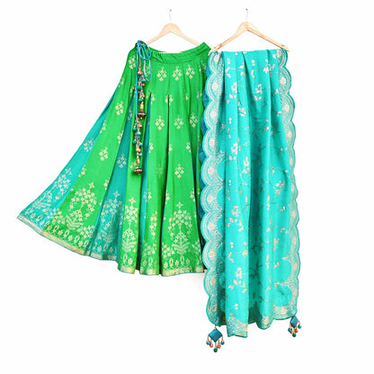 Abu Jani Bridal Lehenga Set Green Banarasi Raw Silk Handwoven Designer Couture Outfit Wedding Lehenga with Dupatta