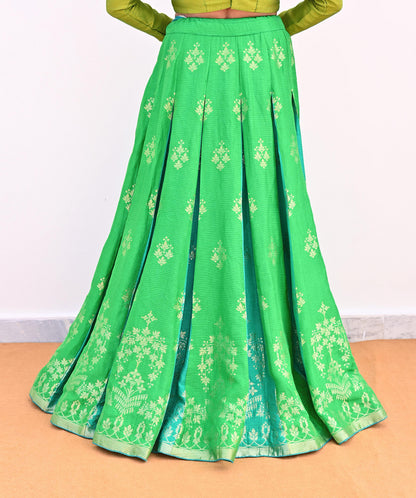 Abu Jani Bridal Lehenga Set Green Banarasi Raw Silk Handwoven Designer Couture Outfit Wedding Lehenga with Dupatta