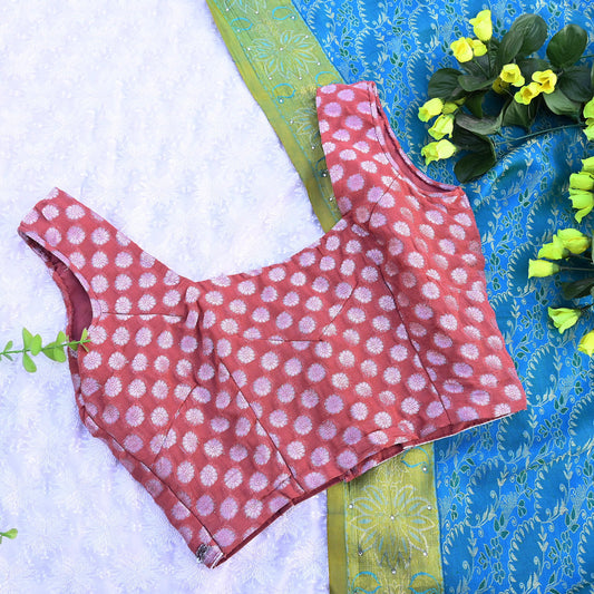 Indian Vintage Pink Georgette Hand Woven Sleeveless Blouse/Top/Crop Party wear Bollywood One Of a Kind Blouse