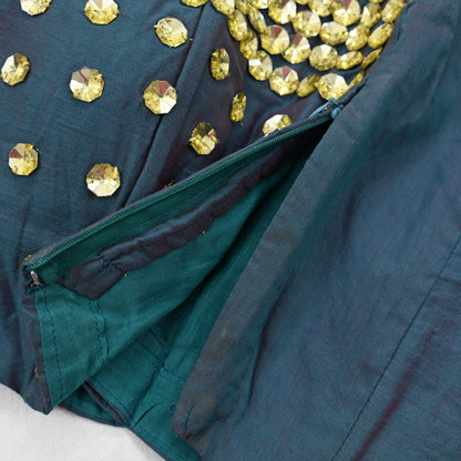 Indian New Green Raw silk Hand Embroidered Padded tube Top/Crop M Size Party wear Bollywood