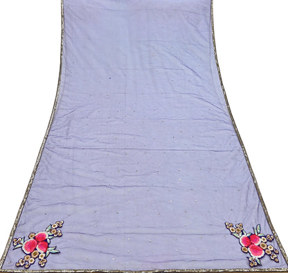 Deep Blue Net Hand Embroidered Dupatta by Anamika Khanna Bridal Zardozi Stole Indian Wedding Veil Designer Couture Scarf
