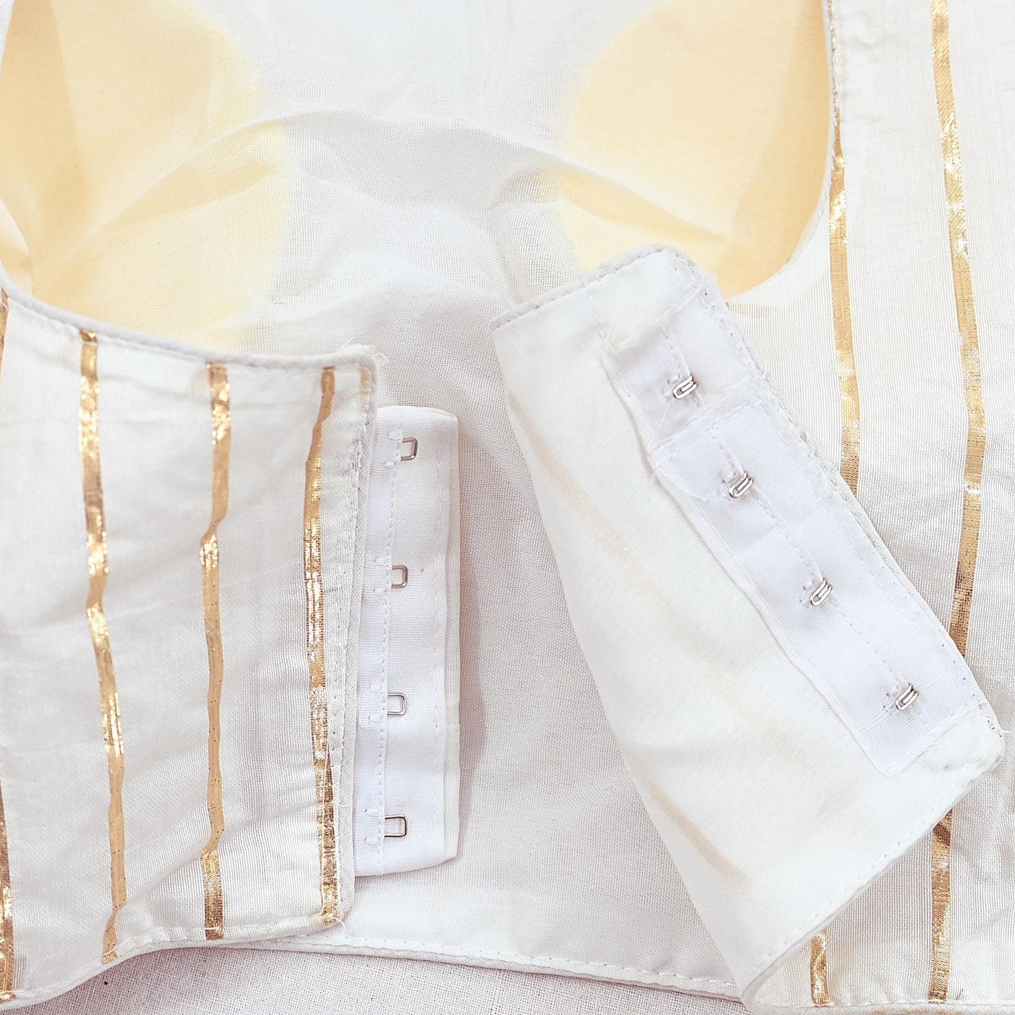 Indian New White Chanderi Hand Woven Padded Blouse/Top/Crop Party wear Bollywood Blouse