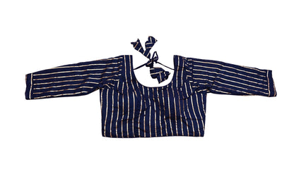 Indian New Deep Blue Chanderi Hand Woven Padded Blouse/Top/Crop Party wear Bollywood Blouse
