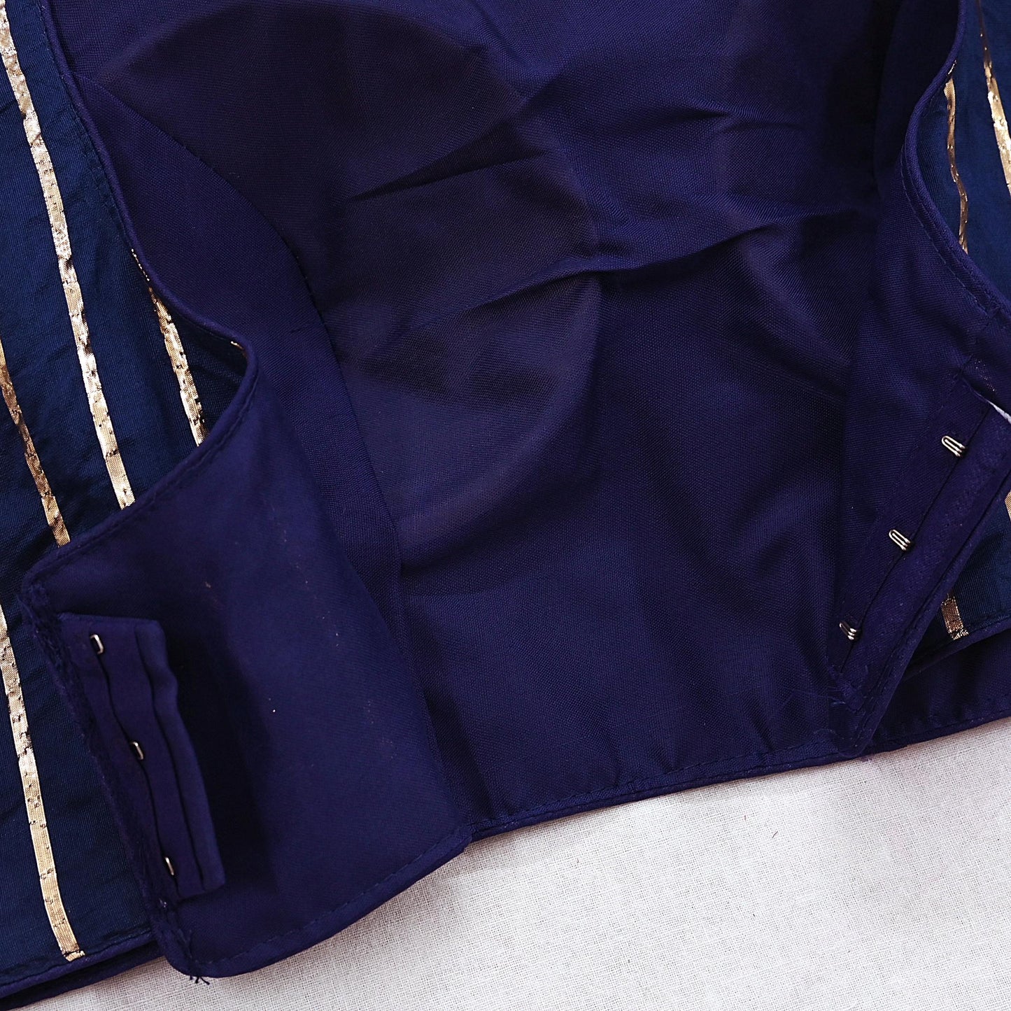 Indian New Deep Blue Chanderi Hand Woven Padded Blouse/Top/Crop Party wear Bollywood Blouse