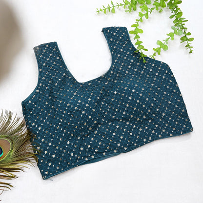 Indian New Green GEorgette Embroidered sleeveless Padded Blouse/Top/Crop Party wear Bollywood Blouse