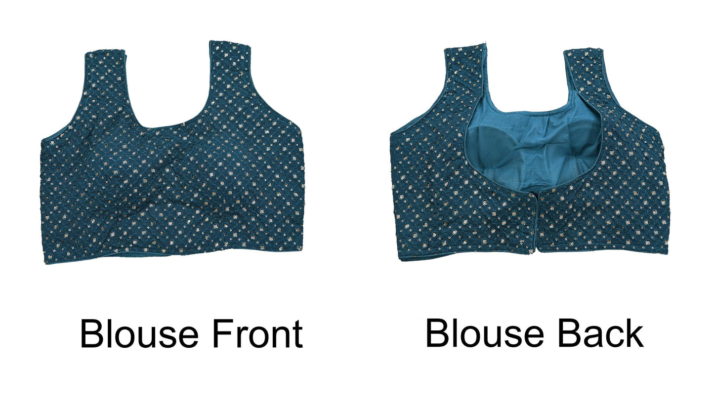 Indian New Green GEorgette Embroidered sleeveless Padded Blouse/Top/Crop Party wear Bollywood Blouse