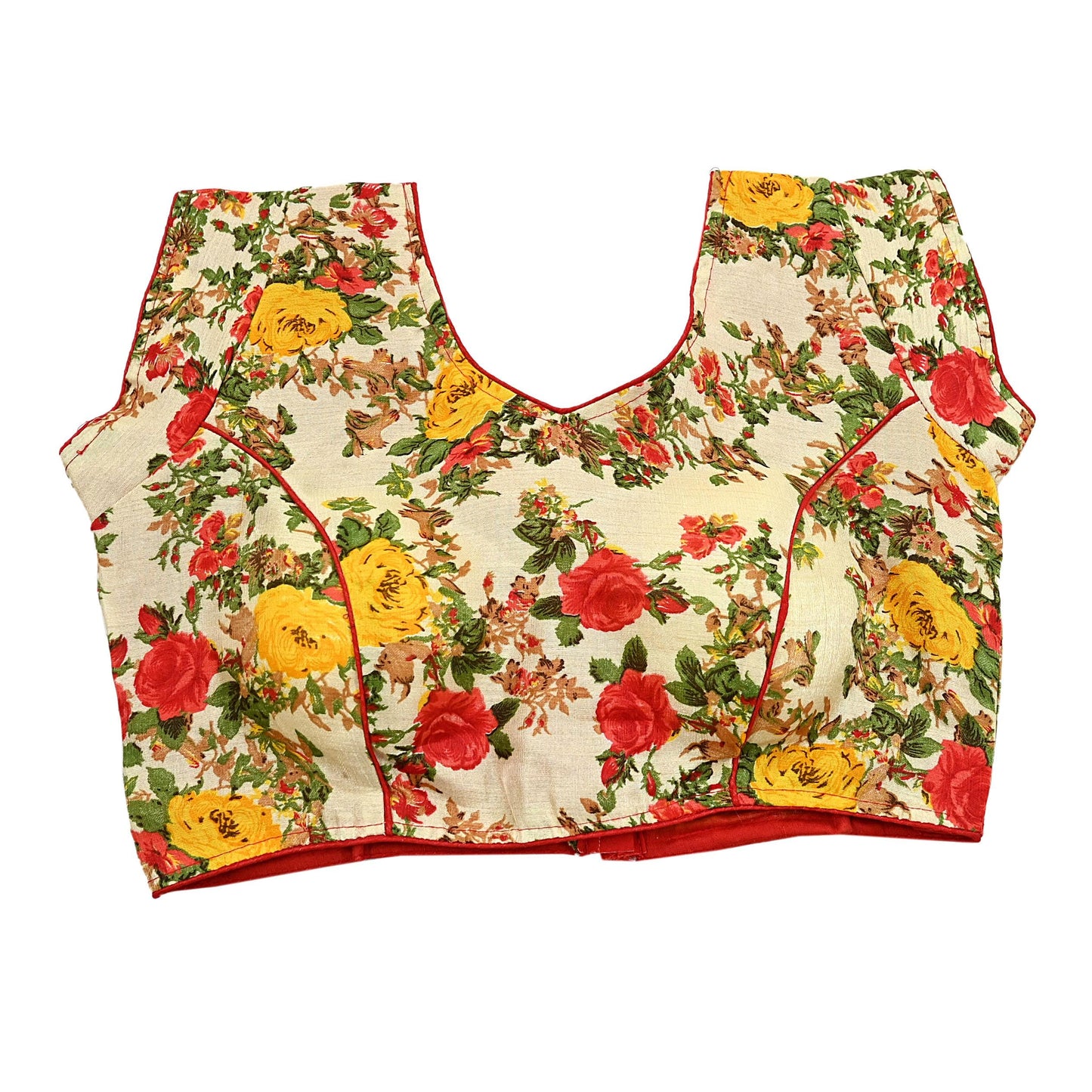 Indian New Beige Chanderi Digita Printed Padded Blouse/Top/Crop Party wear Bollywood Blouse