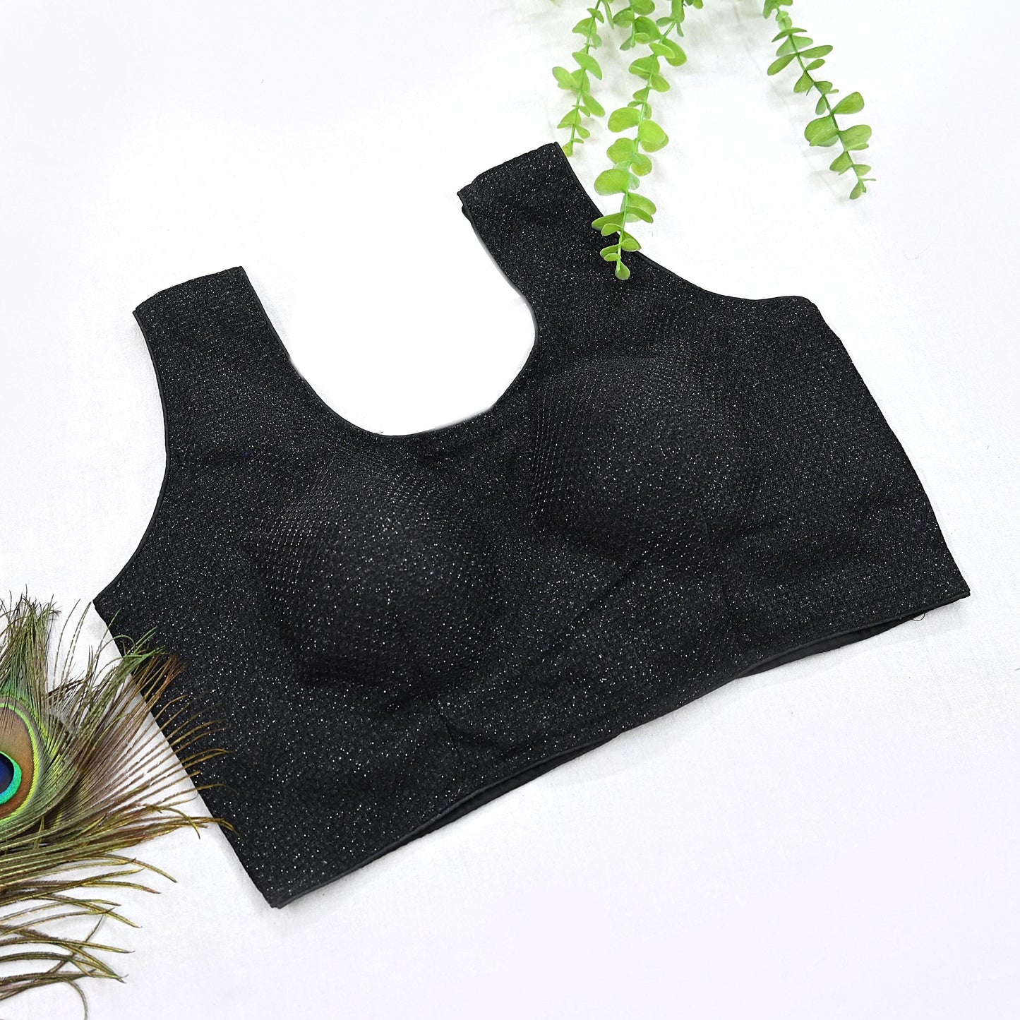 Indian New Black Georgette Embroidered sleeveless Padded Blouse/Top/Crop Party wear Bollywood Blouse