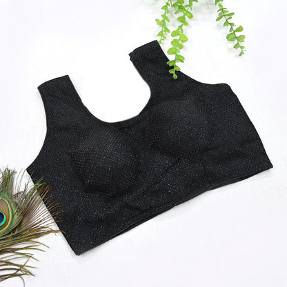Indian New Black Georgette Embroidered sleeveless Padded Blouse/Top/Crop Party wear Bollywood Blouse
