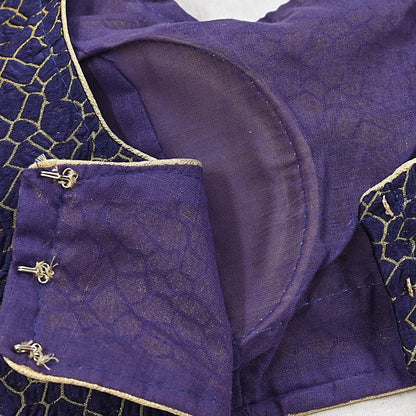 Indian New Blue & Golden Chanderi Woven Padded Blouse/Top/Crop Party wear Bollywood Blouse