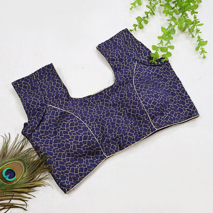 Indian New Blue & Golden Chanderi Woven Padded Blouse/Top/Crop Party wear Bollywood Blouse